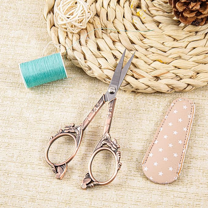 Small Craft Scissors with Cover, Comfortable Handles With Beautiful Butterfly Decos and Sharp Tips, Tools for Crochet, Embroidery,Sewing