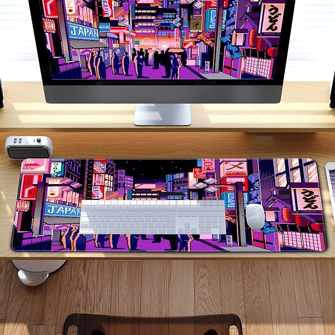 Japanese Large Mouse Pad XL - Anime Extended Gaming Mouse Mat Desk Pad,3mm Thick Long Non-Slip Rubber Base Mice Pad,Stitched Edges Mousepad,31.5 X 11.8 Inch - Tokyo Pixel Street