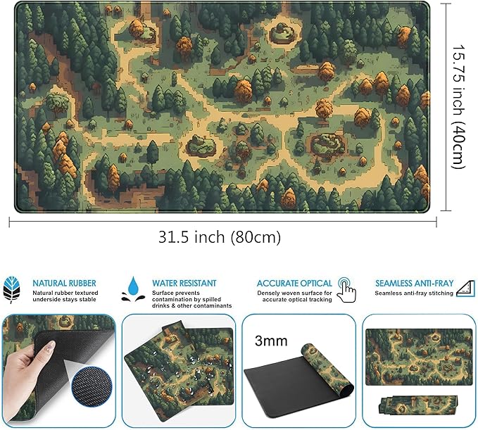Cute Desk Pad Brown Green Forest Pixel Desk Mat Plant Mouse Pad XXL Large Gaming Desk Matt for Desktop, Laptop Computer Mousepad Keyboard Mouse Mat for Women Office Decor Accessories 31.5''x15.7''