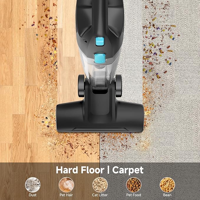 fenhua Corded Stick Vacuum Cleaner - Lightweight, Powerful Suction with 450W Motor, 3-in-1 16.4Ft Cord Vacuum Cleaners for Home, Hard Floor, Carpet, Pet Hair Light Blue