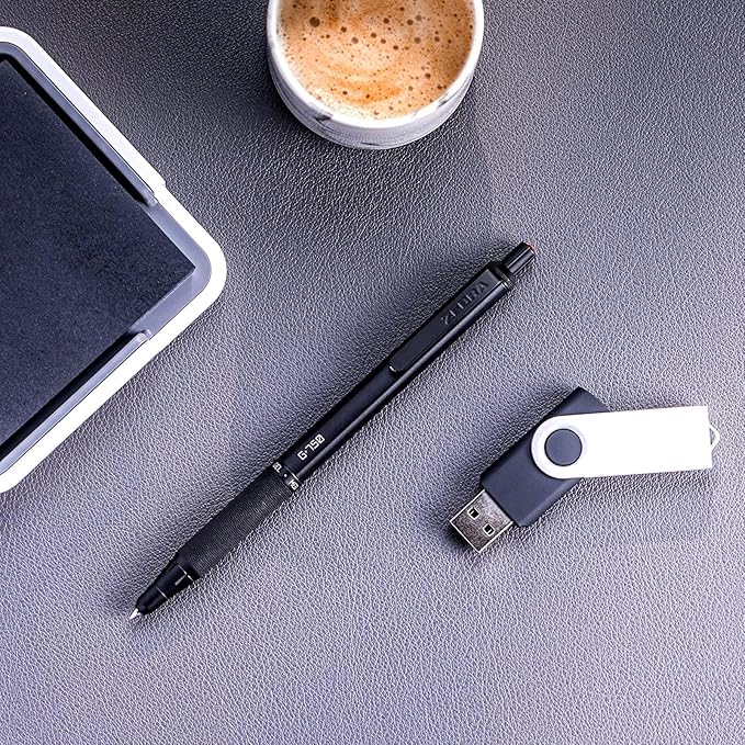 Zebra Pen G-750 Gel Pen 2-Pack, Black Ink, 0.7mm Medium Point, Black Brass Barrel, Knurled Grip, Secure Metal Clip, Refillable (49812)