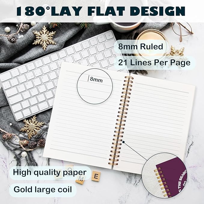 BearCake Boho Floral Christian Notebook Journal, Christian Gifts for Women, Bible Notebooks for Note Taking, Bible Journaling Notebook, There Was Jesus Hardcover Spiral Notebook 5.5x8.3 Purple 1