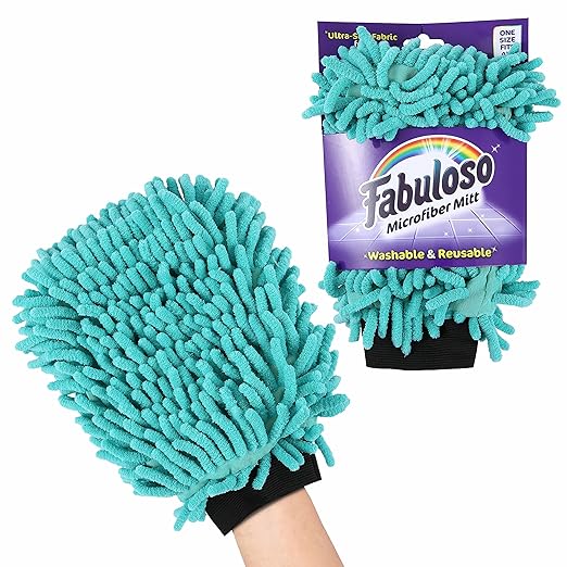 Fabuloso Microfiber Cleaning Mitt, Teal, One Size Fits All - Lint-Free, Scratch-Free Glove for Surfaces and Furniture - Dustless Hand Cloth for Bold & Bright Experience