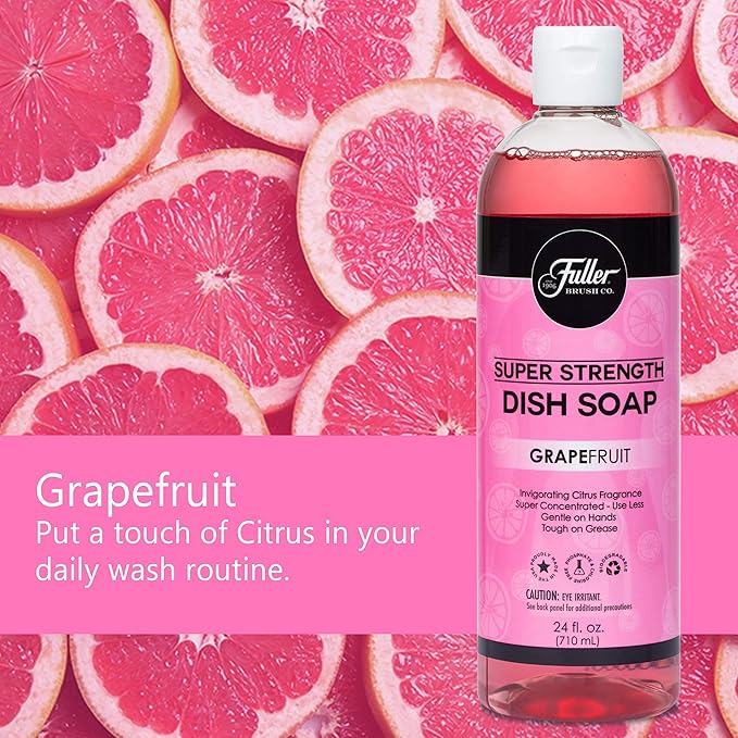Fuller Brush Super Strength Dish Soap ? Economical ? Use Much Less ? For Dishes, Glasses, Silverware, Utensils, Pots, Pans, Countertops, Tables ? Invigorating Fragrance (Grapefruit) 2 Pack