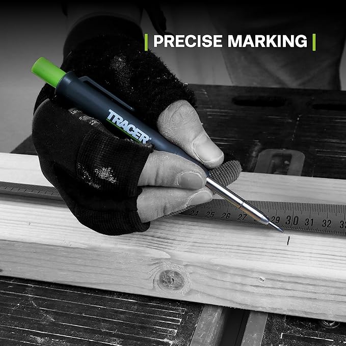 Tracer Complete Deep Hole Marking Kit - Includes Double-Tipped Long Head Deep Hole Permanent Marker and Deep Hole Construction Pencil with 6 Replacement Lead Dispenser Site Holster