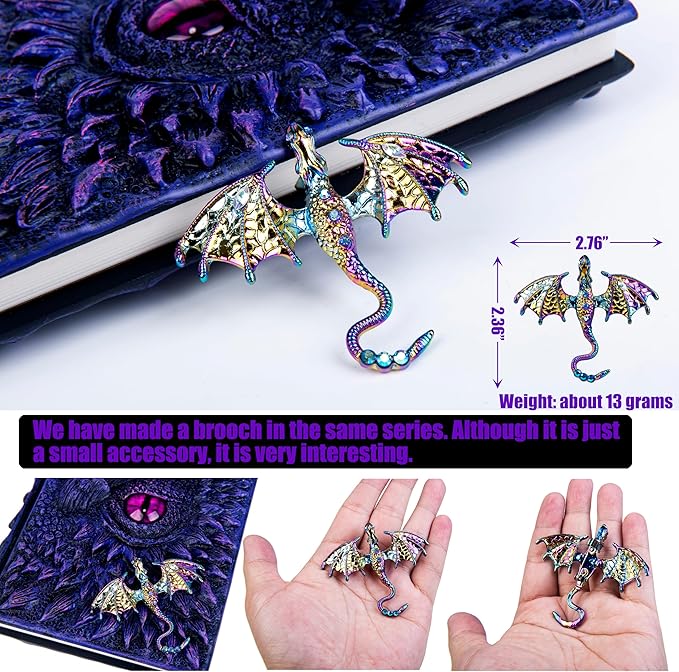 3D Dragon Eye Embossed Journal,Resin Engraving Notebook,Dnd notebook for Dragon Lovers ，Blank Paper,Hardcover Travel Notepad for Writing,Sketchbook,Collection,Gift,Decoration A4 and A5 Size (A5-Dark Purple-Lined)