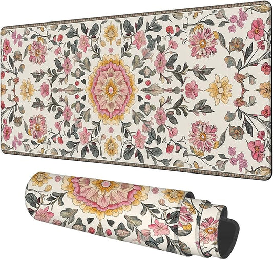 Elegant Carpet Gaming Mouse Pad 3mm Thick Stitched Edge Waterproof Non-Slip Large Computer Keyboard Mouse Mat,Suitable for Office Entertainment Decorative Desk Pad 35.4 x 15.7 Inches