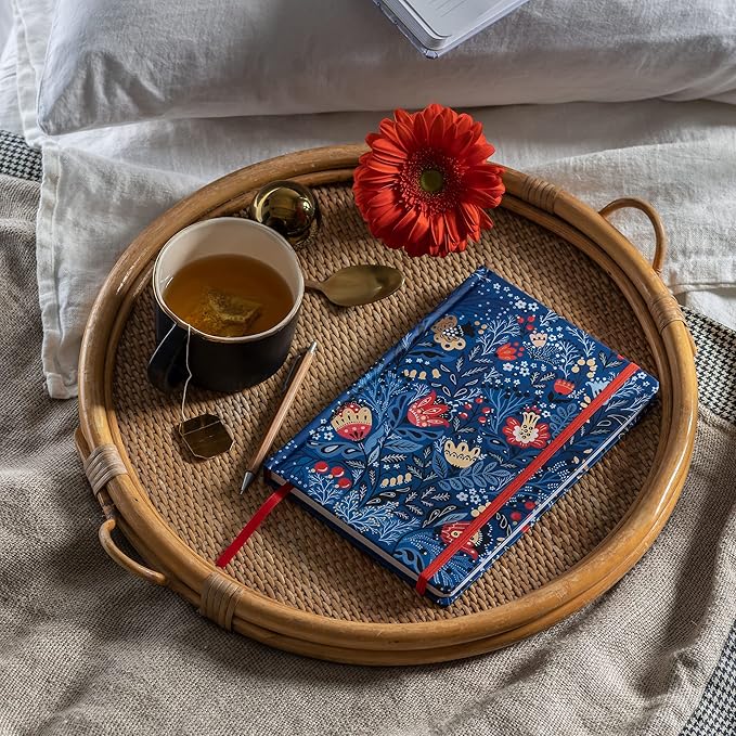 High Note Non-Dated Journal Notebook Dinara Mirtalipova, 6" x 8.5" Lined Floral Notebook with Foil Accents, 183 Pages, Elastic Band and Ribbon Bookmark