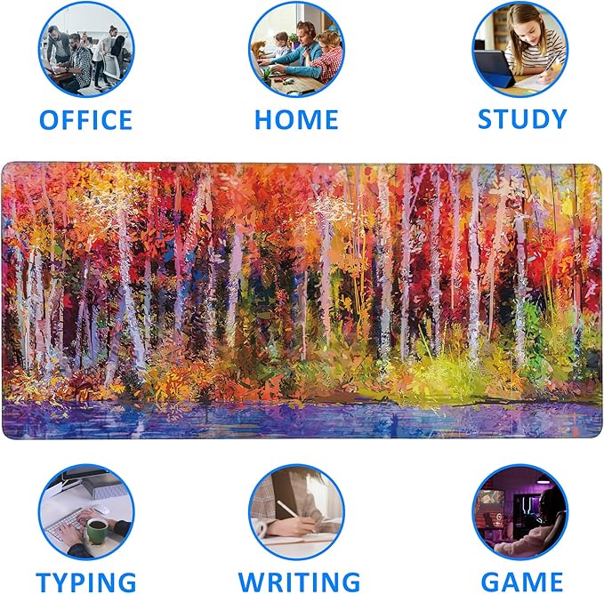 Impressionist Yellow Forest Extended Large Mouse Pad,Large Gaming Mouse Pad,Extended Big Desk Mat Keyboard Pad,Waterproof Non-Slip Desk Mat for Home Office and Gaming 35.4x15.7 Inch