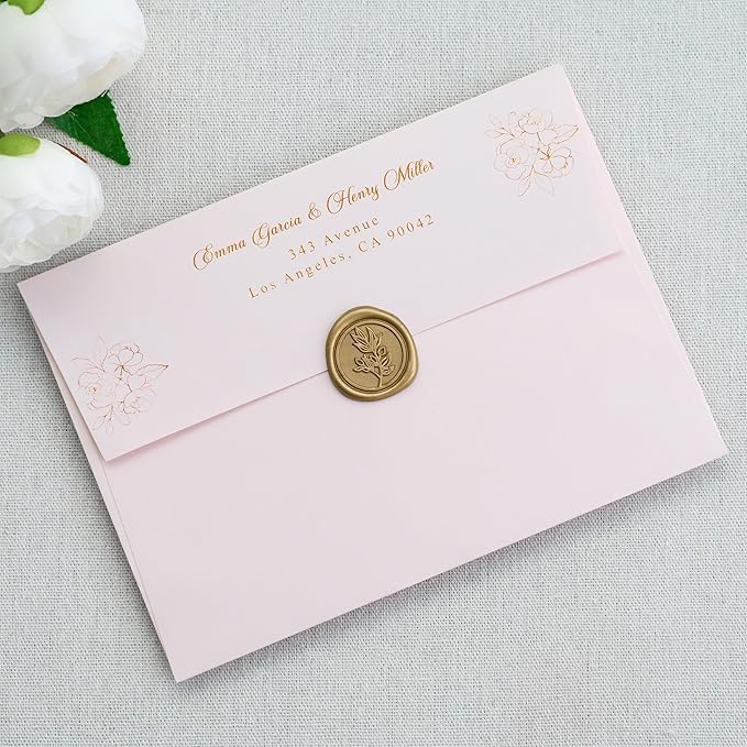 PONATIA 50 PCS 5x7 Envelopes, Blush Pink Self- Adhesive A7 Envelopes for Weddings, Invitation Cards, Photos, Postcards, Greeting Cards Mailing, Baby Shower, Graduation, Christmas Gift Cards