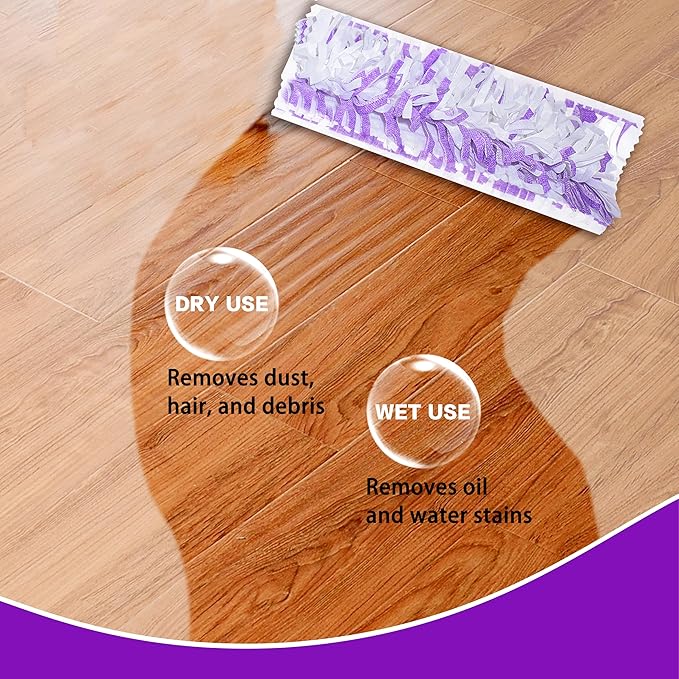 Disposable Mopping Pad Refills for PowerMop Multi-Surface Mop and PowerMop Wood Mop, Spray Clean Pads Replacement (Purple -30)