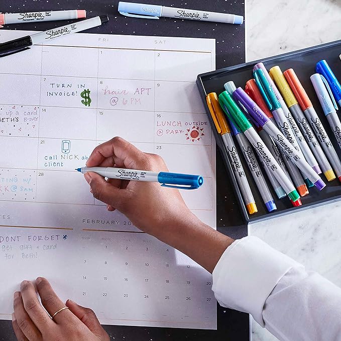 Sharpie Permanent Markers Ultra-Fine Point Featuring Mystic Gem Color Markers Assorted 24 Count