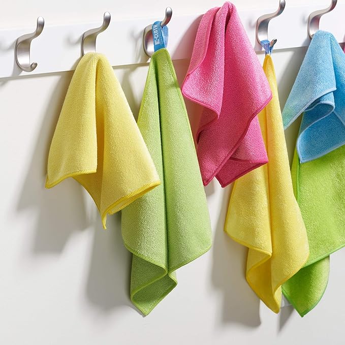 E-Cloth Microfiber Cloth 12-Pack, World's Leading Premium Microfiber Cleaning Cloth, Twice as Durable as Competition, 1 Year Guarantee, Ideal for Kitchen, Countertops, Sinks, and Bathrooms, Assorted