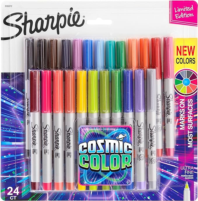 Sharpie Permanent Markers Ultra Fine Point Cosmic Color Limited Edition 24 Count