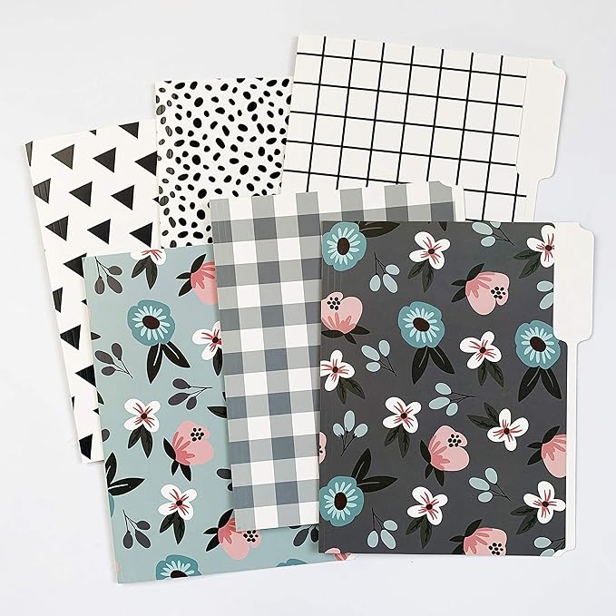 Cute File Folders, Set of 24 3-Tab Letter Size Decorative File Folders Boho Manilla 8.5 x 11 – Pretty Designer Home Office School Supplies (Tranquility)