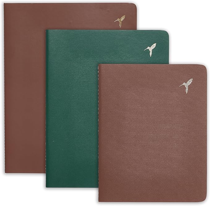Papyrus Luxurious Elegant Journal - Exquisite Journal for Writing, Sketching, and Note-Taking, 3 Pack, Cognac and Emerald