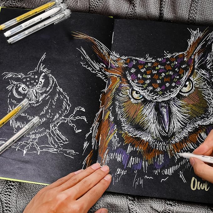 Silver Gel Pens, 3 Pack, 1mm Extra Fine Point Gel Ink Pen, Opaque White Archival Ink Pens for Black Paper Drawing, Sketching, Card Making