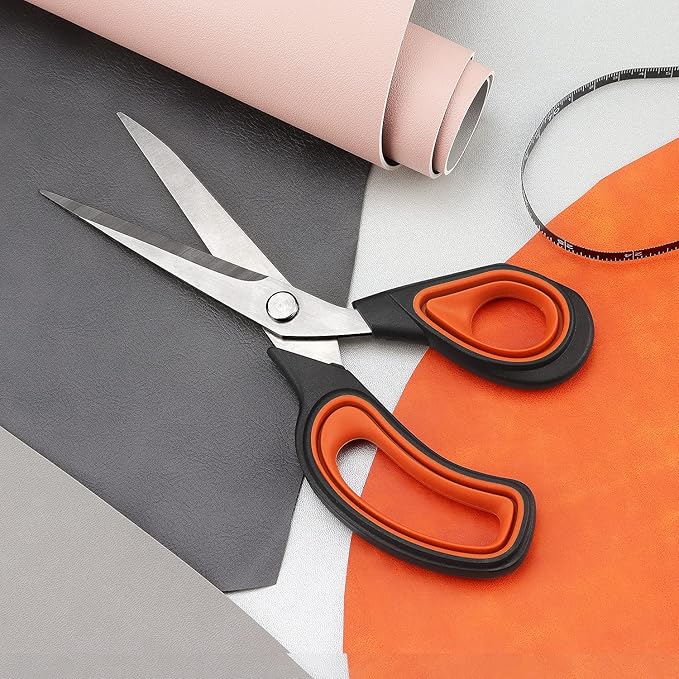 Premium Tailor Scissors Heavy Duty Multi-Purpose Titanium Scissors Professional for Leather Cutting Industrial Sharp Sewing Shears, Red