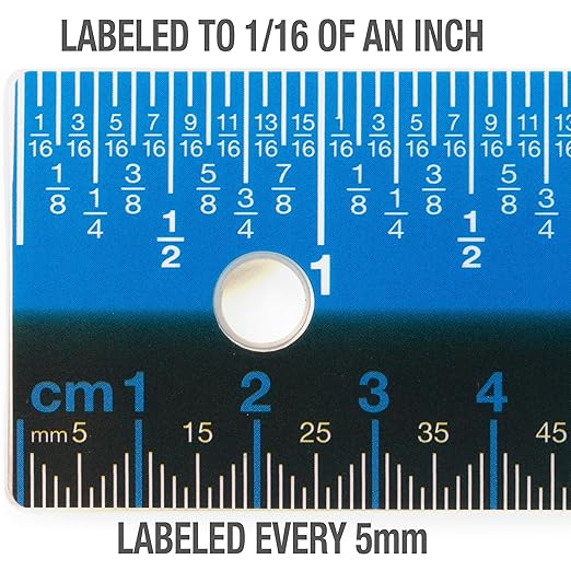 Victor EZ12PBL Plastic Dual Color 12 Inch Easy Read Ruler with Inches, Centimeters and Millimeters Measurements, Blue/Black