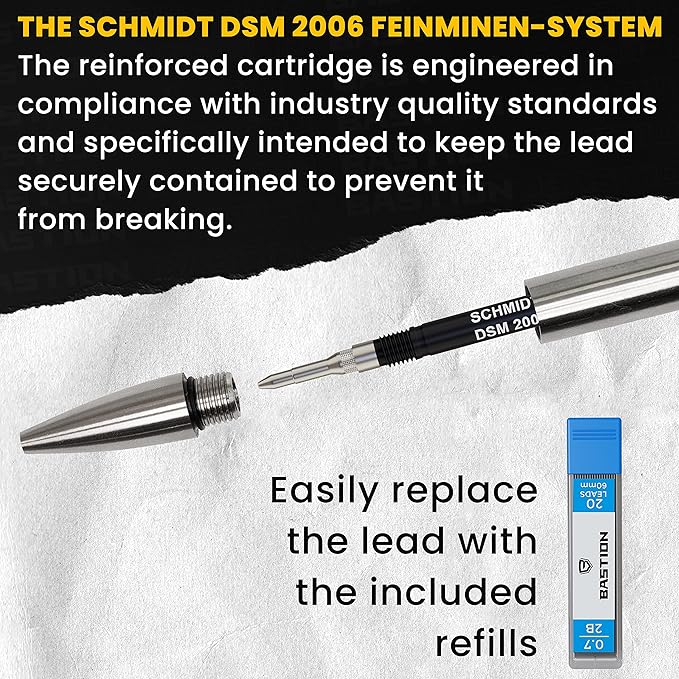 BASTION® Luxury Mechanical Pencil, Professional Medium Point Pencil for Birthday Gift includes 20 x 0.77mm Lead Refills - Stainless Steel