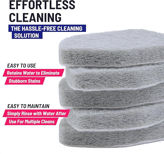 Replacement Scrubber Refill for Moku Home Extendable Tub Tile Shower Brush for Cleaning Non-Scratch (5X Scrubber Sponge Gray)