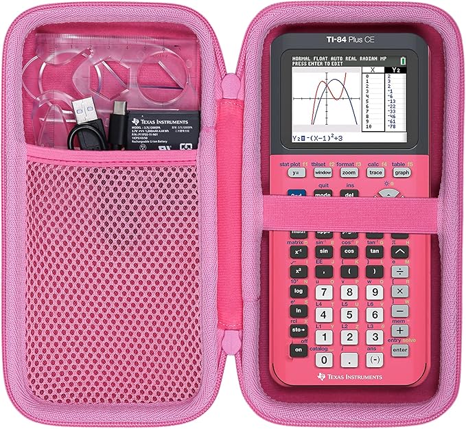 co2CREA Hard Case Compatible with Texas Instruments TI-84 Plus CE/TI-84 Plus/TI-Nspire CX II CAS/TI-Nspire CX II/TI-83 Plus/TI-89 Titanium/TI-85 / TI-86 Color Graphing Calculator, Pink