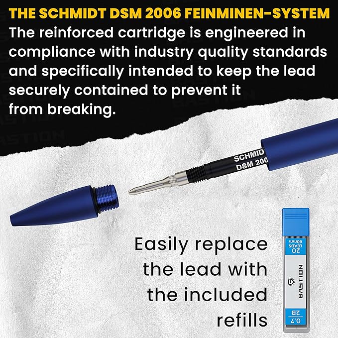 BASTION® Luxury Mechanical Pencil, Professional Lightweight Medium Point Aluminum Pencil for Birthday Gift includes 20 x 0.77mm Lead Refills - Blue