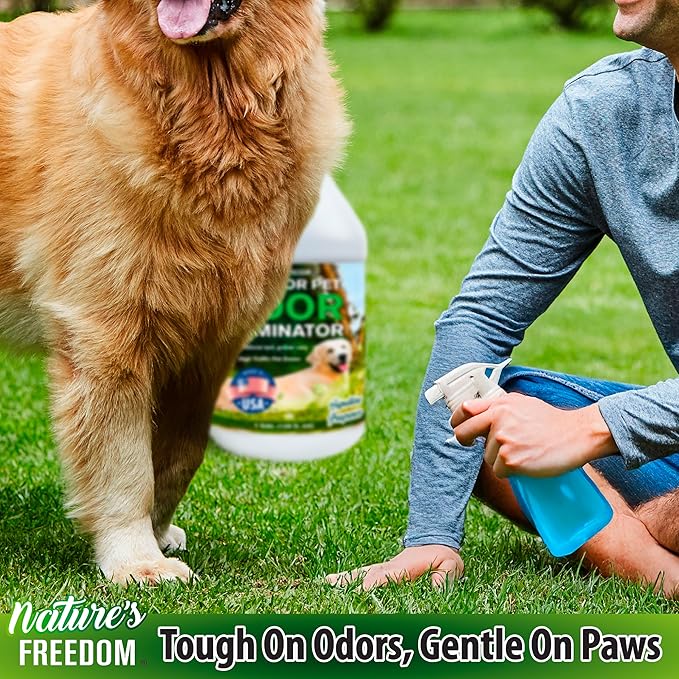 Nature's Freedom Concentrated Enzymes Outdoor Odor Eliminator, Turf and Yard Cleaner for Pet Urine, Deodorizer for Dog & Cat Waste & Smells, Makes 5 to 64 Gallons, Use on Grass, Patios, Kennels