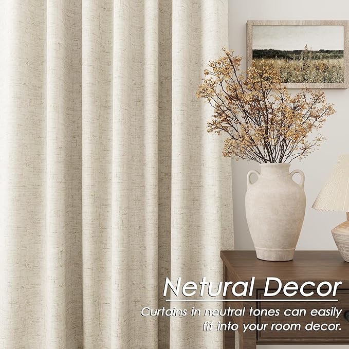 Nanspring Tan Beige 100% Blackout Kitchen Curtains Back Tab Rod Pocket Thermal Insulated Textured Short Blackout Curtains 2 Panels Set 52x54