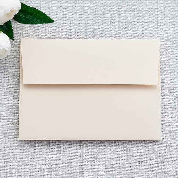 PONATIA 50 PCS 5x7 Envelopes, Self- Adhesive Cream A7 Envelopes for Weddings, Invitation Cards, Photos, Postcards, Greeting Cards Mailing, Baby Shower, Graduation, Christmas Gift Cards