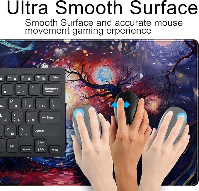 Abstract Art Tree XXL Large Extended Gaming Mouse Pad Laptop Mat Aesthetics Mousepad, Office Decor Desk Pad, Computer Keyboard and Mouse Mat, Non-Slip Desk Matt with Stitched Edge, 31.5''x15.7''