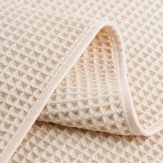 POLYTE Microfiber Lint Free Hand Towel, 16 x 30 in, 4 Pack (Waffle Weave)