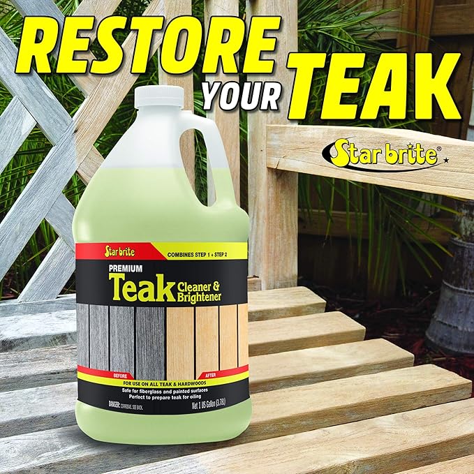 STAR BRITE Teak Cleaner & Brightener, Restore Weathered Wood, 128 OZ (094900)