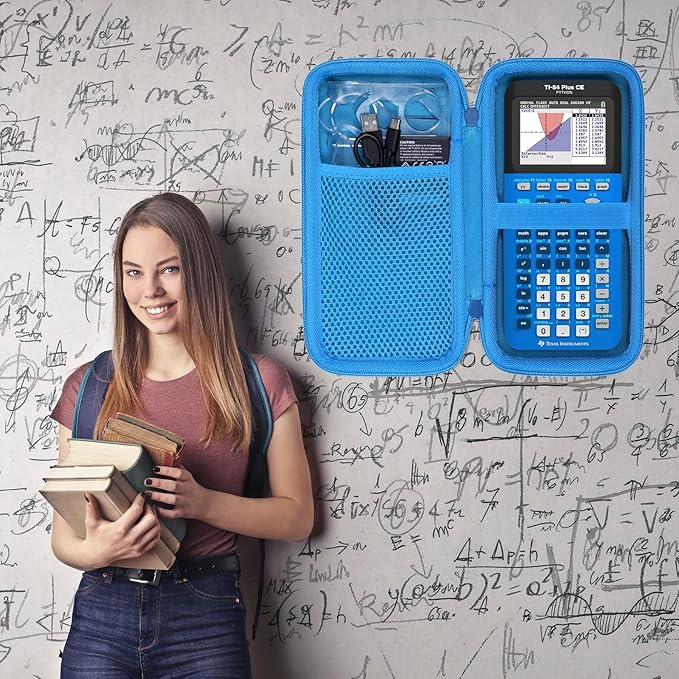 co2CREA Carrying Case for Texas Instruments TI-84 Plus CE Python Enhanced/TI-84/TI-Nspire CX II CAS/TI-Nspire CX II/TI-83 Plus/TI-89 Titanium/TI-85/TI-86 Color Graphing Calculator, Blue Case