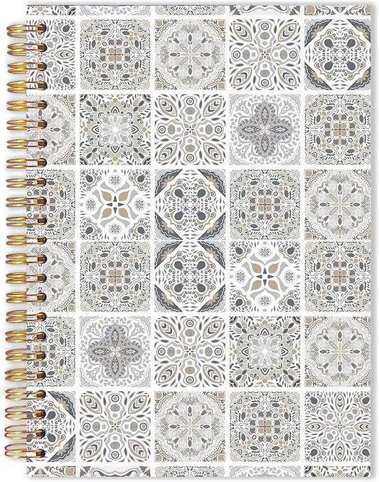 URLLUAE Vintage Boho Ethnic Moroccan Notebook, Neutral Floral Journals for Women Men, Boho Aesthetic Spiral Notebook Journals for Work School, Retro Office Supplies Gifts, 5.5x8.3 Inch