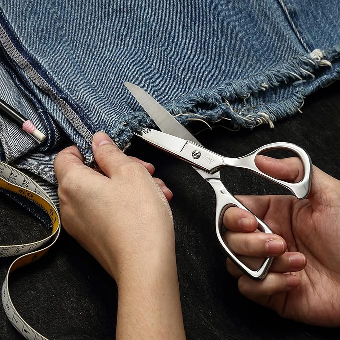 LIVINGO Sharp Tailor Fabric Scissors - 7" Professional Forged Stainless Steel Heavy Duty Sewing Metal Shears All Purpose, Crafting Scissors for Dressmaking Denim Canvas Cloth Leather and Felt
