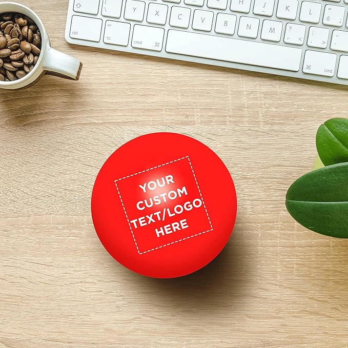 Custom Stress Balls for Adults, Hand Exercise, 50 Pack, Personalized Text, Logo, Perfect for Your Desk, Office, or Home, Red