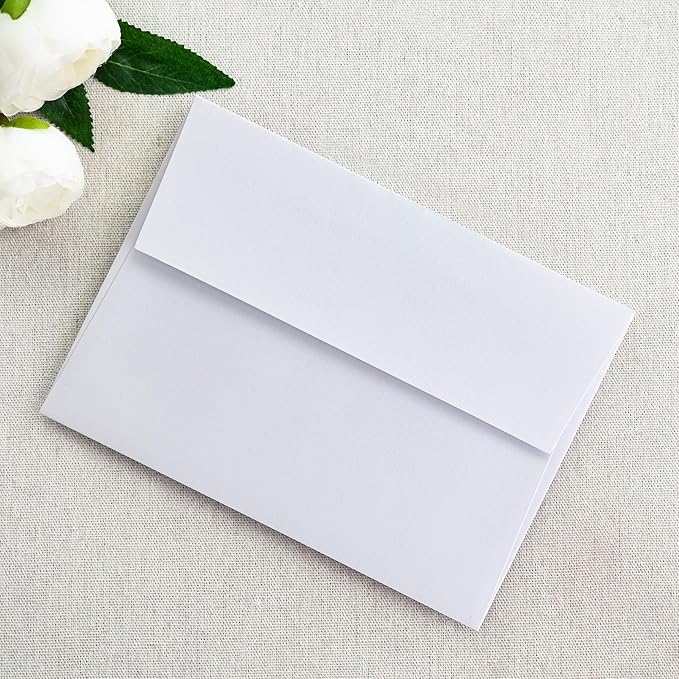 PONATIA 50 PCS 5x7 Envelopes, Self- Adhesive White A7 Envelopes for Weddings, Invitation Cards, Photos, Postcards, Greeting Cards Mailing, Baby Shower, Graduation, Christmas Gift Cards