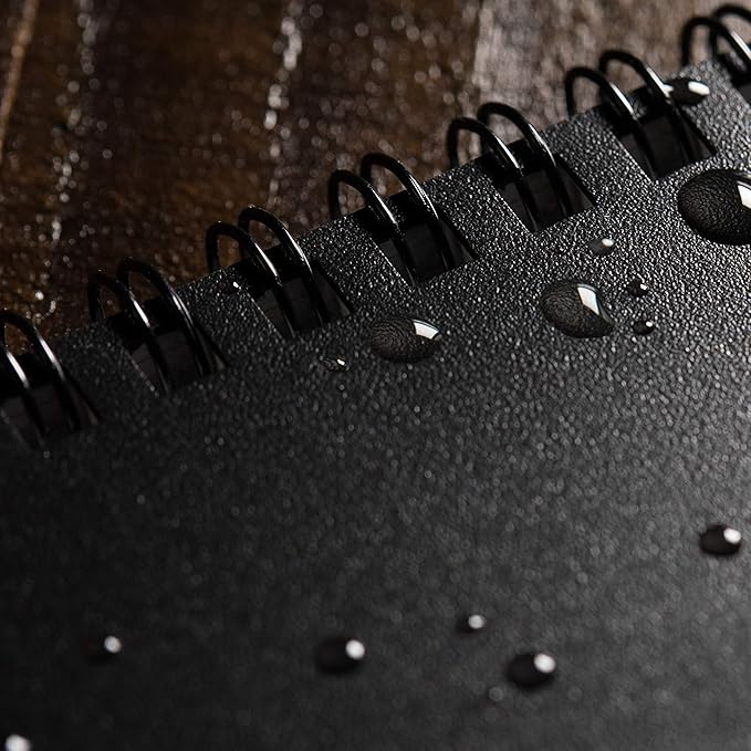 Rite in the Rain Weatherproof Top Spiral Notebook, 4" x 6", Black Cover, Universal Pattern, 6 Pack (No. 746L6)