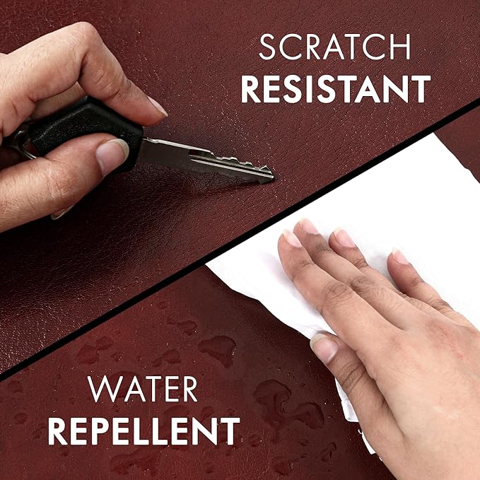 Elizo Leather Desk Mat Desk Pad Blotter Set - Real Full-Grain Leather (32x16) 2-Layer Genuine Desk Cover Protector & Large Mouse Pad | Computer Keyboard Desk Accessories for Office & Home