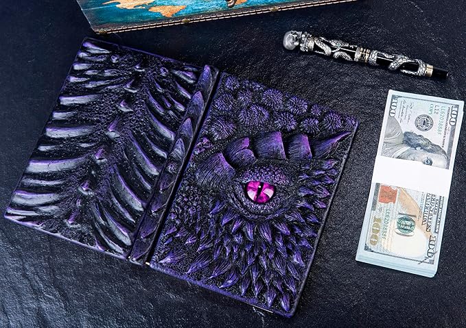 3D Dragon Eye Embossed Journal,Resin Engraving Notebook,Dnd notebook for Dragon Lovers ，Blank Paper,Hardcover Travel Notepad for Writing,Sketchbook,Collection,Gift,Decoration A4 and A5 Size (A5-Dark Purple)