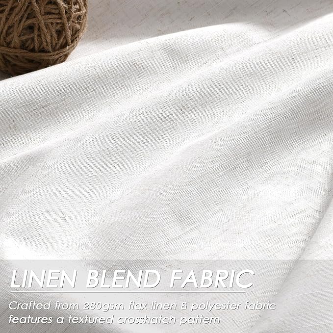 Nanspring Ivory Linen Blackout Curtains 96 Inches Long 2 Panel Set for Living Room Back Tab Pinch Pleated Blackout Curtain Drapes Boho Farmhouse Neutral Cream Bedroom Black Out Curtains 96 Inch Long