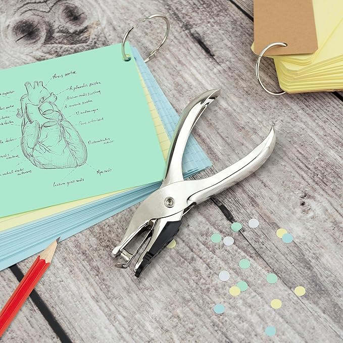 Rapesco 1739 Pack of 3 Single Hole Punch Pliers, 10 Sheet Capacity, Silver 1 Hole Puncher for ID Cards, Paper,Crafts, Art Projects, Easy Punching Card Stock and Chipboard