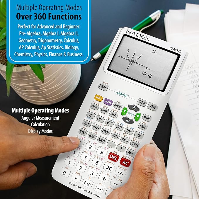 Scientific Calculator with Graph Functions for College and High School Students, Engineering, Advanced Mathematics, Calculus, Algebra, Geometery, Trigonometry, Statistics, Physics, Chemistry, White