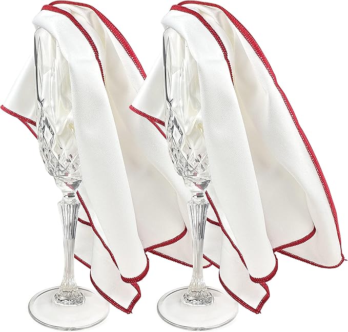 Wine Chic The 6-Pack Premium Microfiber Wine Glass Polishing Cloths, Large Lint-Free Drying Towels for Glasses, Stemware, Glassware, Camera Lenses, This Design 20 Inch X 25 Inch (White, 6 Count)