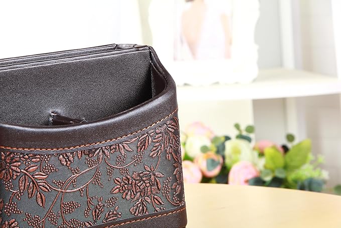 PU Leather Remote Control Organizer with 360° Spinning Design,Desk Organizer for TV Remote,Phone,Pen,Glasse,Mail,Tablet,Calculator,Controller-Home & Office Storage Caddy (Antique Brown) ﻿