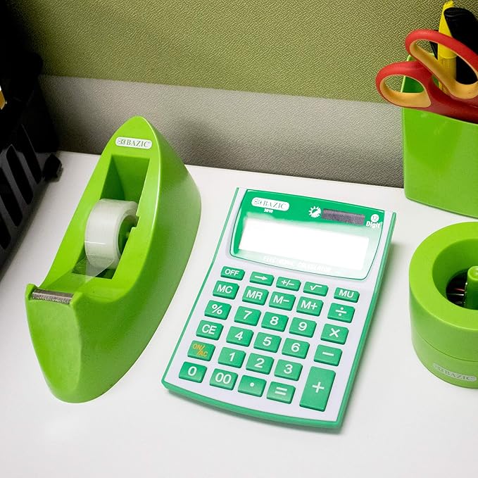 BAZIC Desktop Tape Dispenser w/Tape Refill 3/4" x 250", 1" Core Weighted Non-Skid Base, Sharpe Blade Tapes Holder, Blue Color, 1-Pack