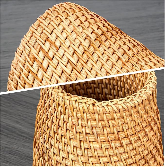 Handmade Rattan Pencil Holder, Pen Holder, Wicker Makeup Brush Holder, Makeup Holder, Pencil Cup, Desk Cup Holder, Toothbrush Cup for Small Items, Office & Home Desktop Organizer