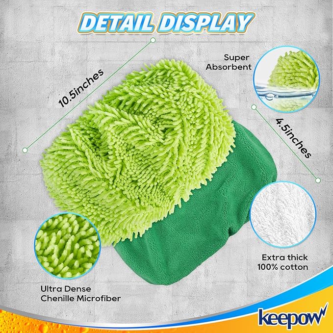 KEEPOW Reusable Microfiber Mop Pads Compatible with Swiffer Sweeper, 4 Pack Dry Sweeping Cloths & Wet Mopping Cloths, Washable Wet Pads Refill for Mopping Floors