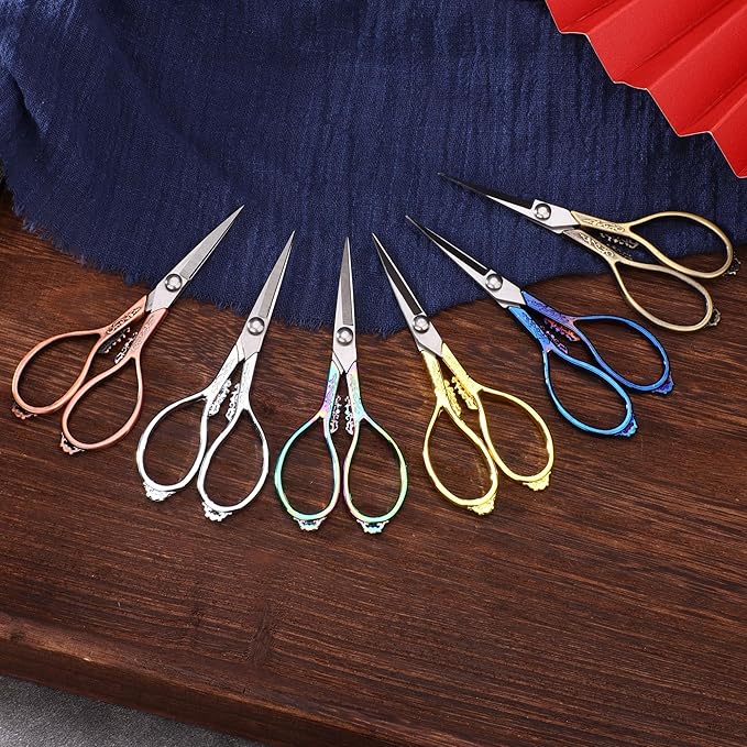 4.4 INCH Small Embroidery Scissors, Sharp Pointed Tip, With Cover, Travel Size, Mini Crochet Scissors, Titanium